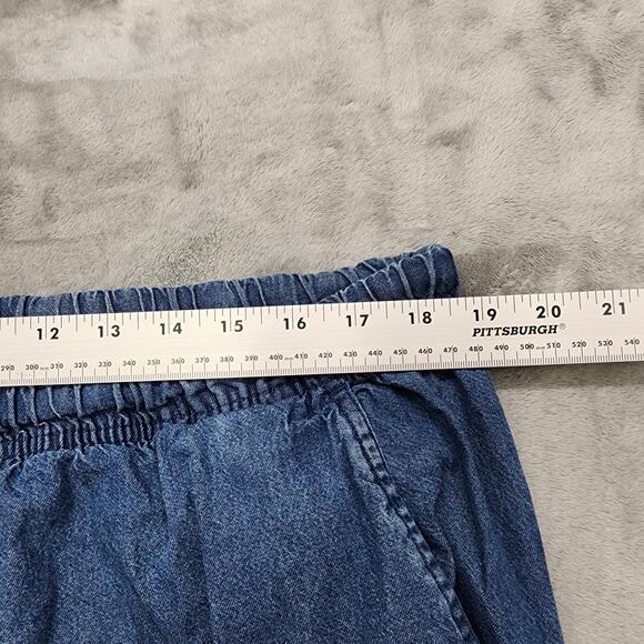 Vintage 90s Woman Within Pants Size 22W Pull On Crop Drawstring Chambray Pockets - Picture 8 of 12